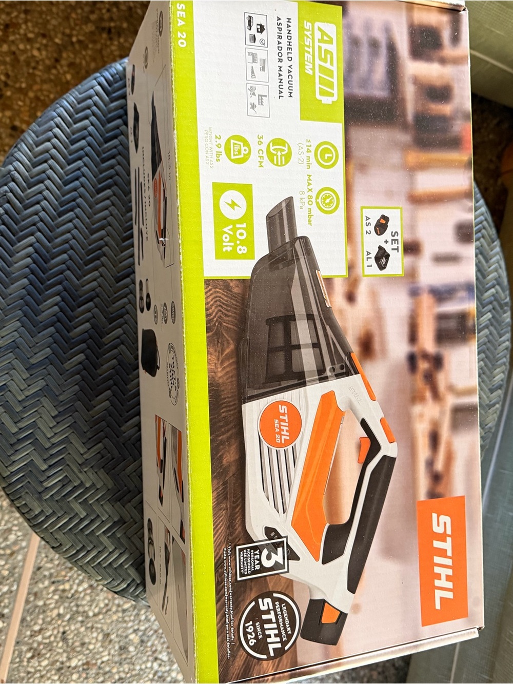 STIHL White and Orange Cordless Handheld Vacuum - Compact, box opened never used